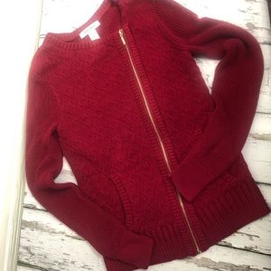 White House Black Market Zip Sweater Red S Small